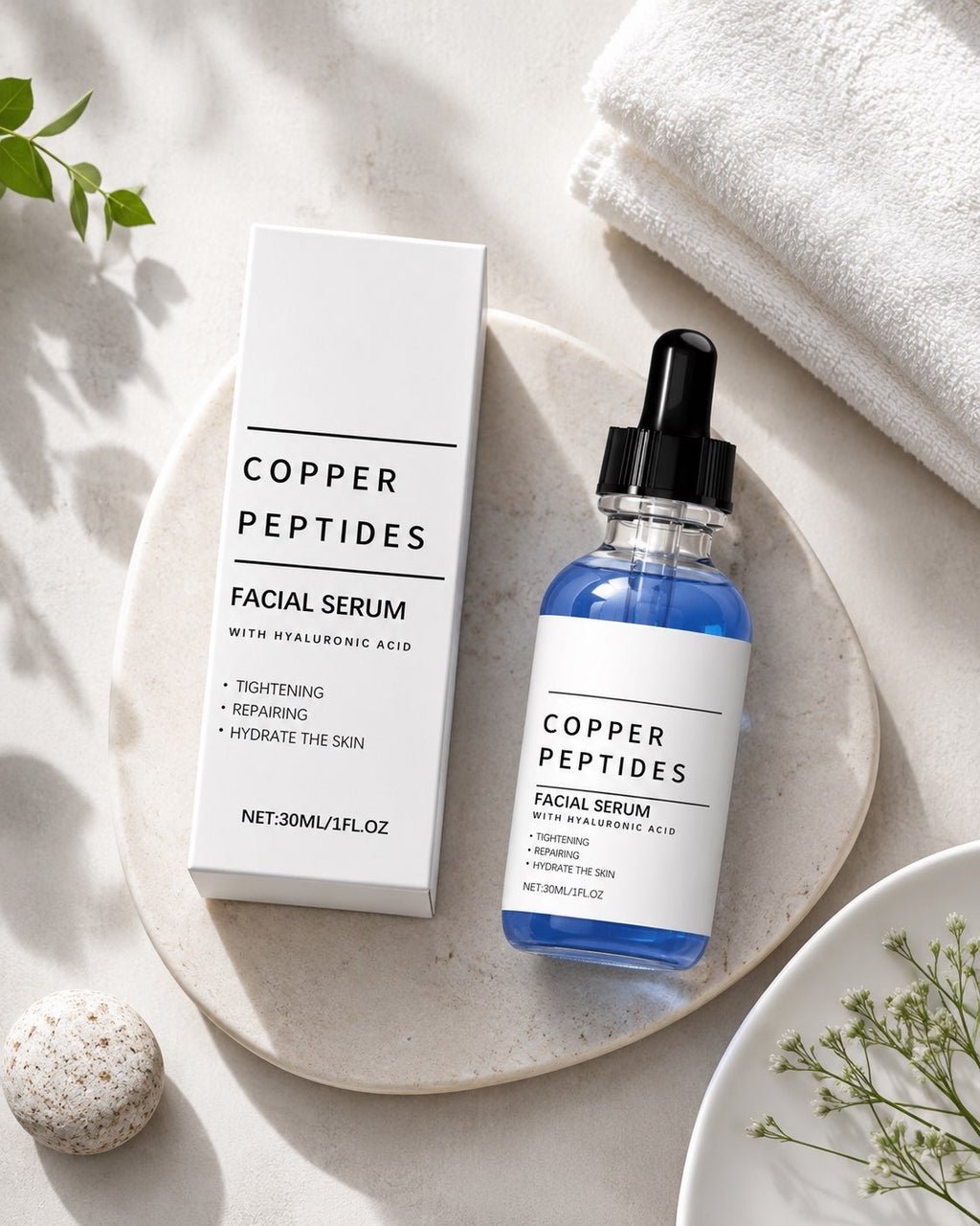 Copper Peptide Facial Serum with Hyaluronic Acid – 30ml