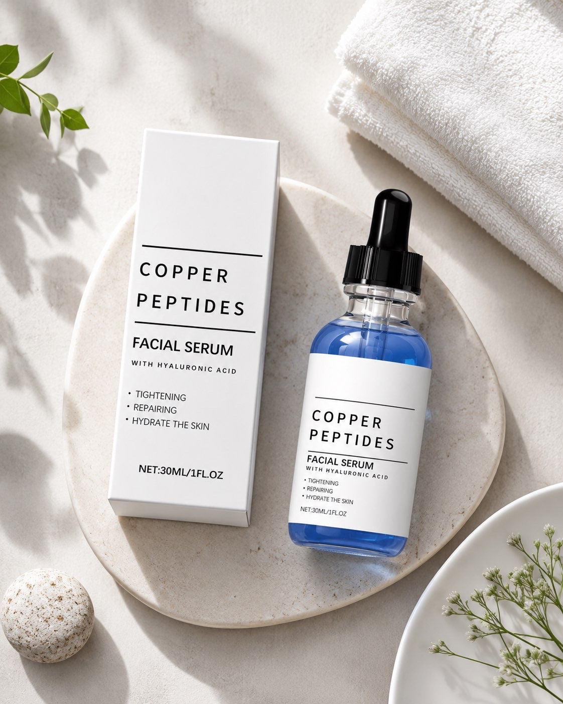 Copper Peptide Facial Serum with Hyaluronic Acid – 30ml