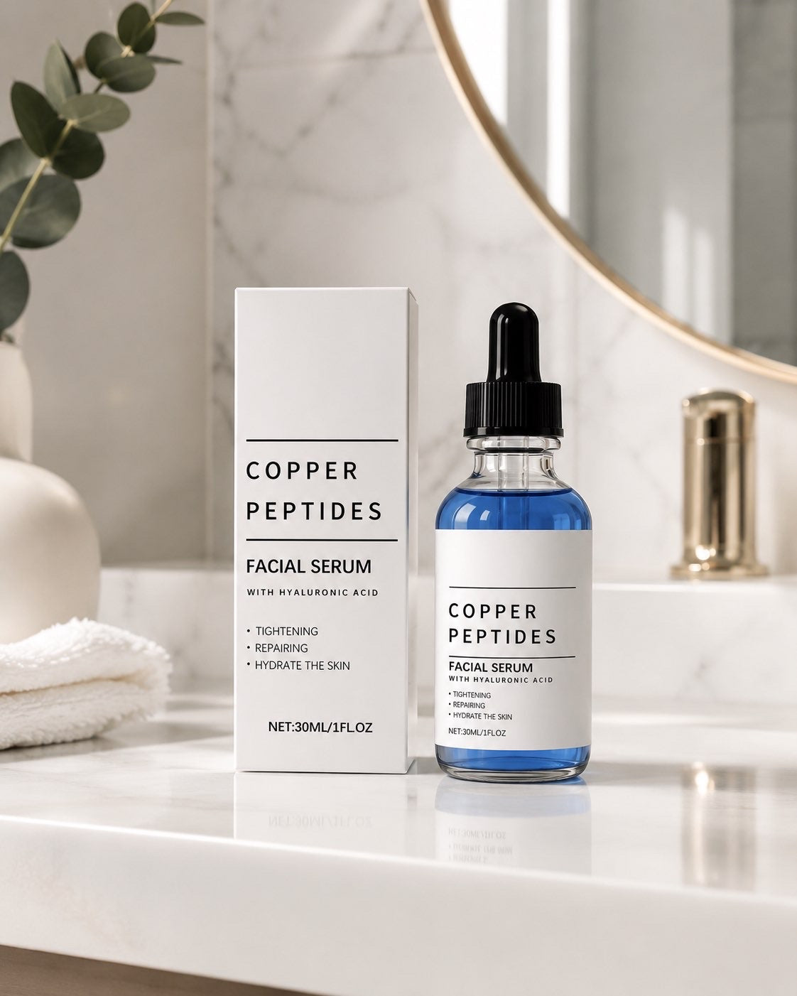 Copper Peptide Facial Serum with Hyaluronic Acid – 30ml