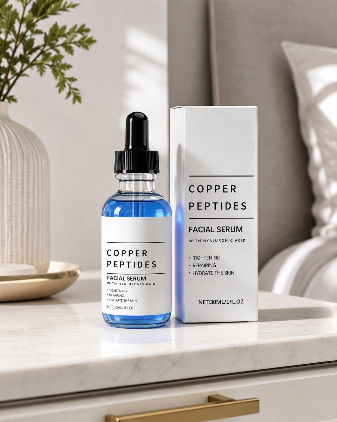 Copper Peptide Facial Serum with Hyaluronic Acid – 30ml