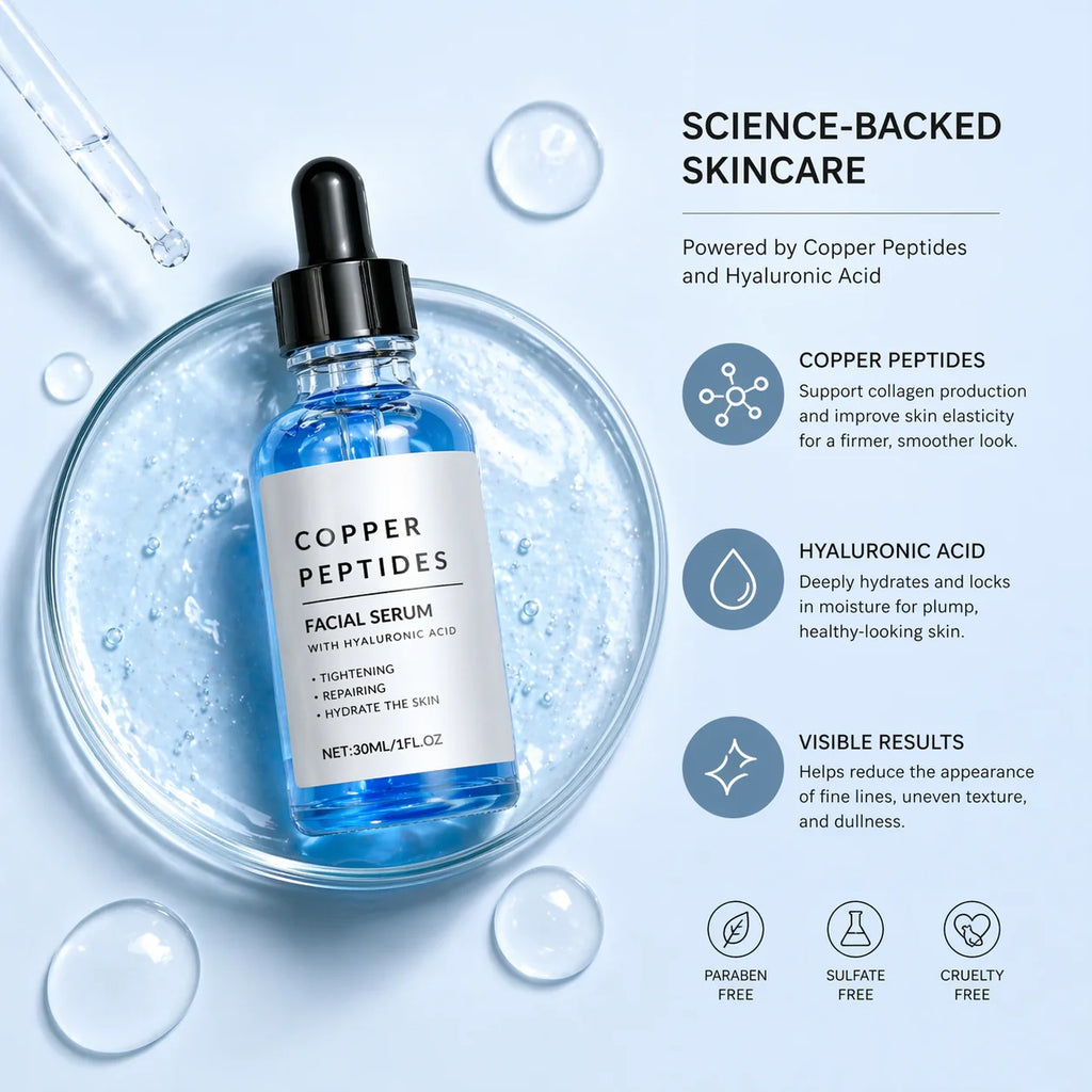 Copper Peptide Facial Serum with Hyaluronic Acid – 30ml