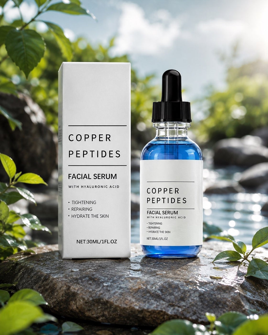 Copper Peptide Facial Serum with Hyaluronic Acid – 30ml