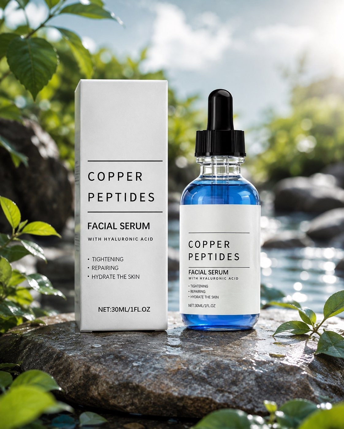 Copper Peptide Facial Serum with Hyaluronic Acid – 30ml